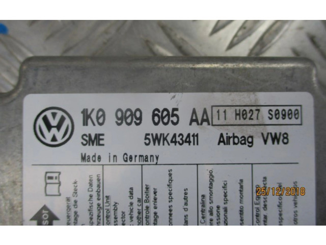 Блок подушек безопасности 1K0909605AA, 1K0909605AA Skoda Octavia Mk2 (1Z)