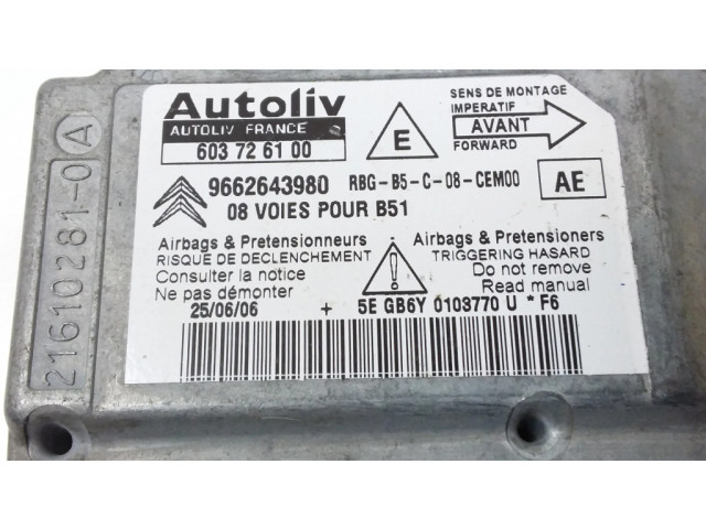 Блок подушек безопасности 603726100, 9662643980   Citroen C4 I