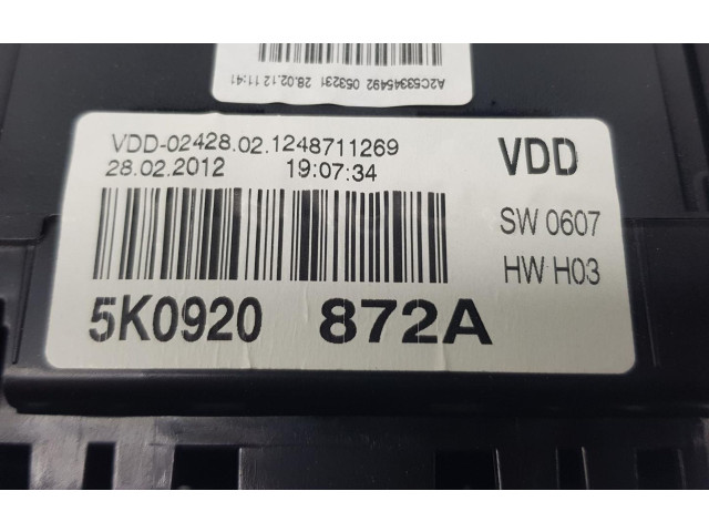 Панель приборов 5K0920872A, 5K0920872A Volkswagen Golf VI