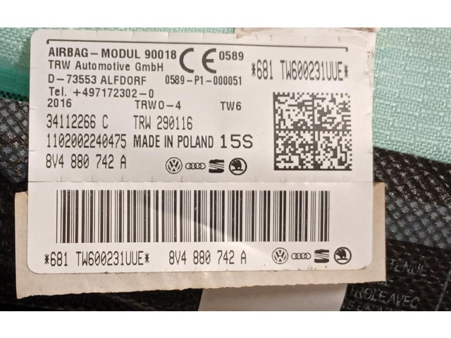 Боковая подушка безопасности 8V4880742A, 8V4880742A   Audi A3 S3 8P