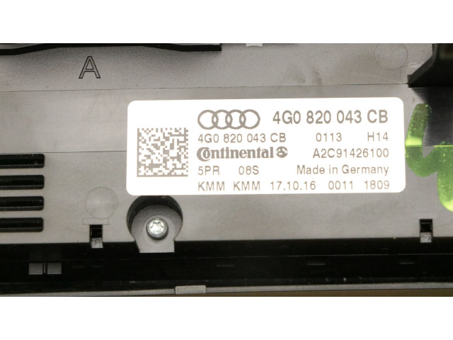 Блок управления климат-контролем 4G0820043CB, 4G0820043CB   Audi A6 S6 C7 4G