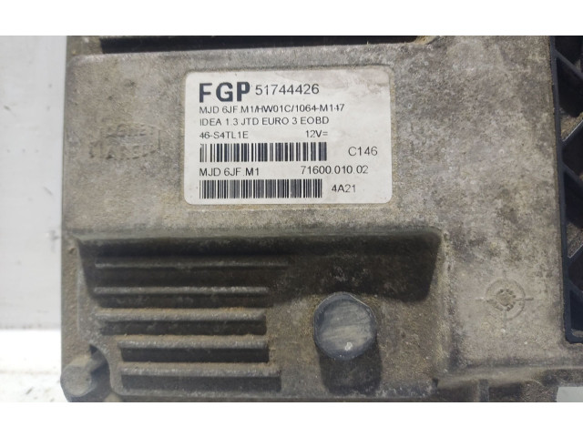 Блок управления двигателя 51744426, 7160001002   Fiat Idea