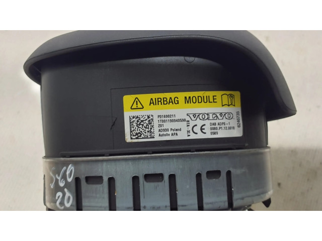 Подушка безопасности водителя 31690211 Volvo S60