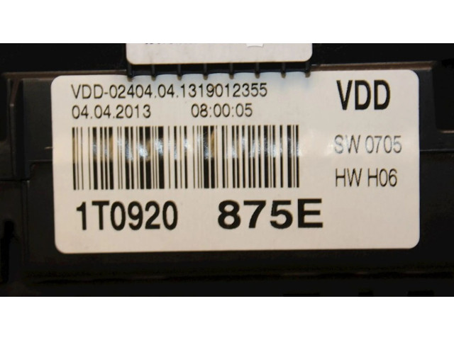 Панель приборов 1T0920875E, 1T0920875E   Volkswagen Touran II       