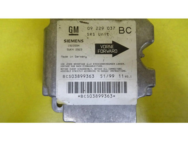 Блок подушек безопасности 09229037, 1923594   Opel Astra G