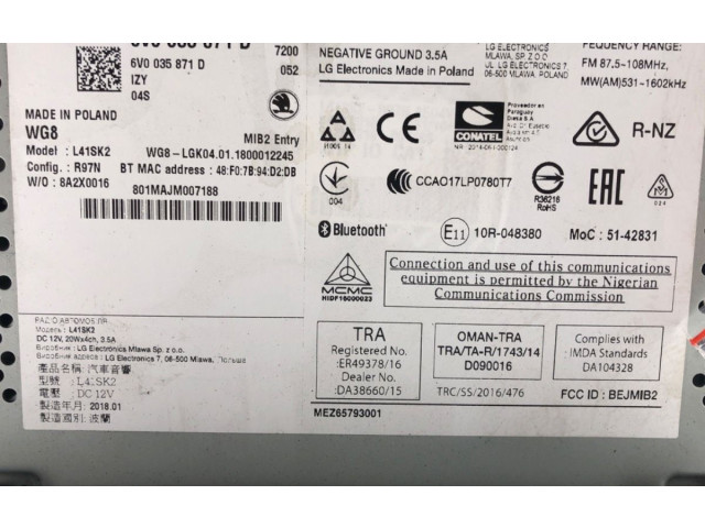 Панель приборов 6V0035871D Skoda Fabia Mk3 (NJ)
