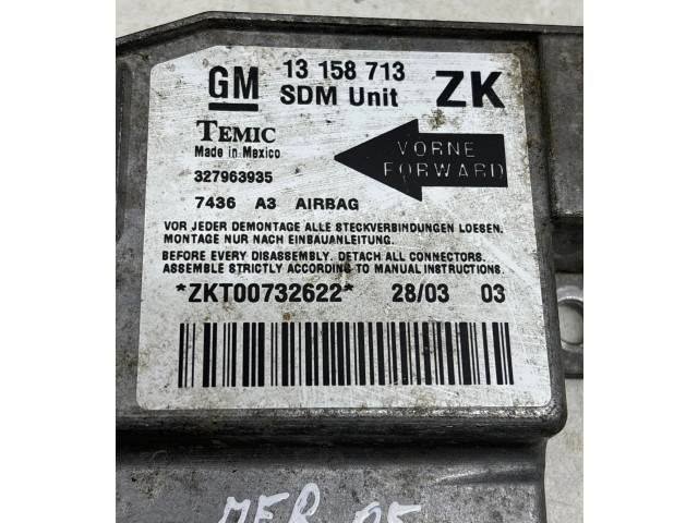 Блок подушек безопасности 327963935, 13158713 Opel Meriva A