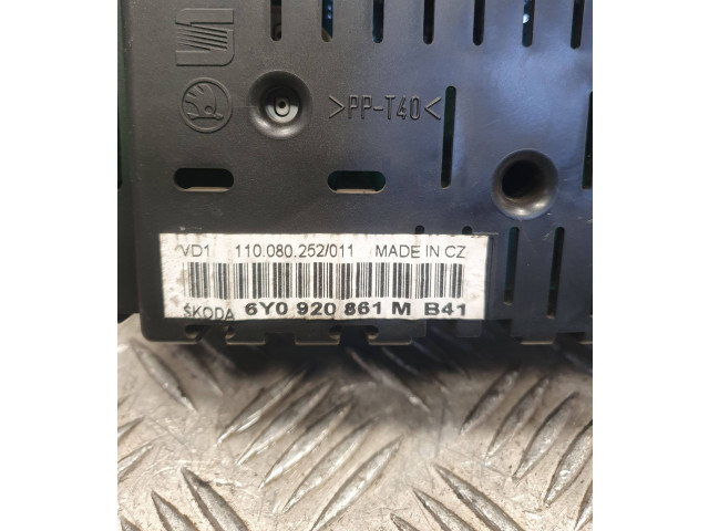 Панель приборов 6Y0920861M, 1100802521   Skoda Fabia Mk1 (6Y)       