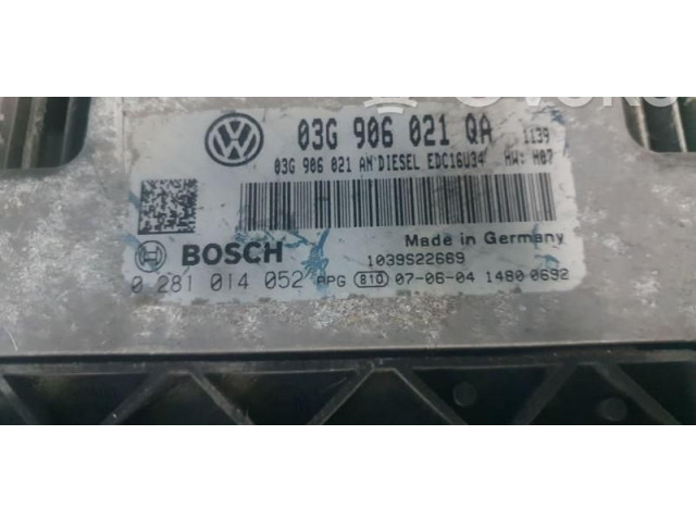 Блок управления двигателем Блок управления 0281014052, 03G906021QA   Volkswagen Golf Plus