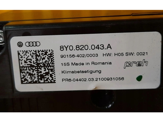Блок управления климат-контролем 8Y0820043A, 8Y0820043A   Audi A3 8Y