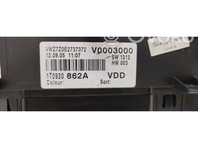 Панель приборов 1T0920862A, VWZ7Z0E2737372   Volkswagen Touran I       