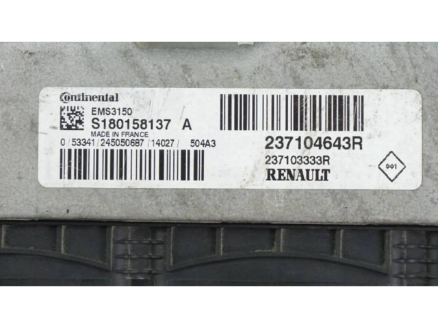 Блок управления двигателя 237104643R, S180158137 Dacia Duster