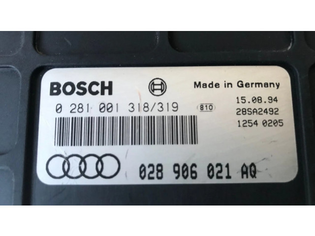 Блок управления двигателя 028906021AQ, 0281001318319 Audi 80 90 S2 B4