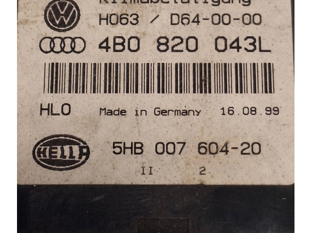 Блок управления климат-контролем 4B0820043L, 5HB00760420   Audi A6 S6 C5 4B