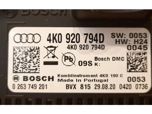 Панель приборов 4K0920794D, 4K0920794D Audi A6 S6 C8 4K