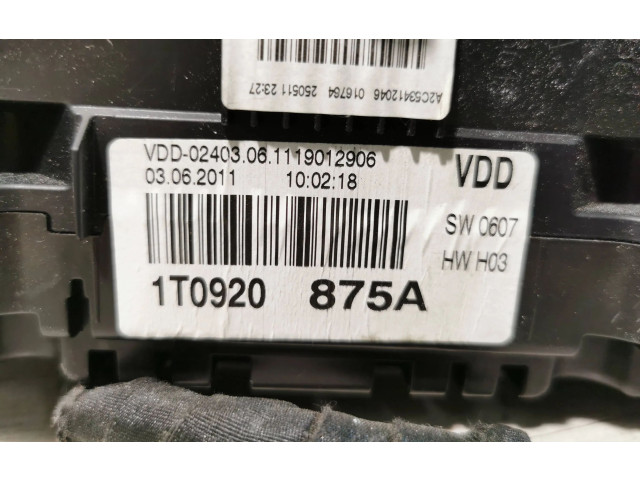 Панель приборов 1T0920875A, VDD02403 Volkswagen Touran II