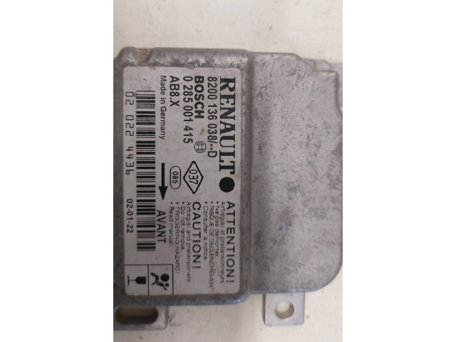 Блок подушек безопасности 8200136038D, 0285001415   Renault Clio II