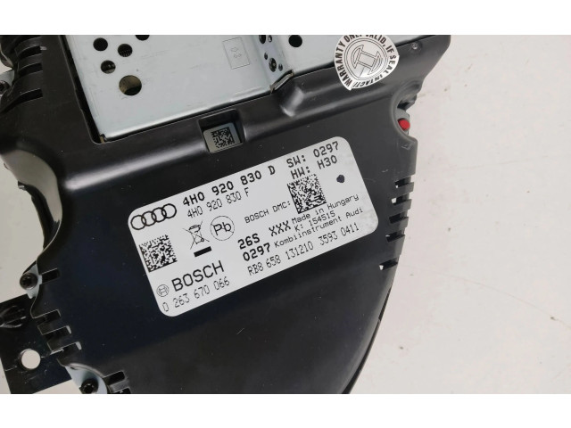 Přístrojová deska Audi A8 S8 D4 4H 2011 4H0920830D, 4H0920830F
