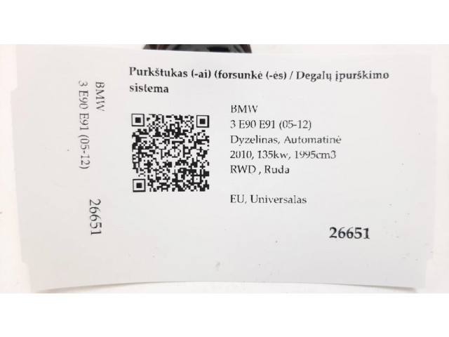 Vstřikovač 7810702, 0445110382 BMW 3 E90 E91 pro naftový motor 2.0