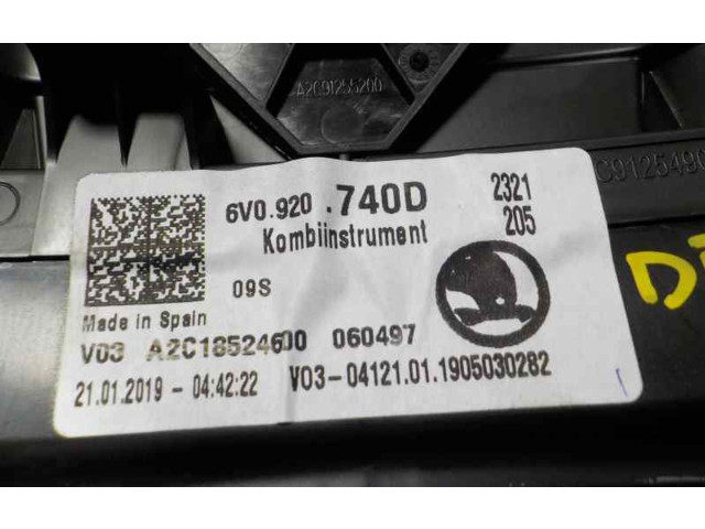 Спидометр (приборный щиток) 6V0920740D, 6V0920740D   Skoda Fabia Mk3 (NJ)   