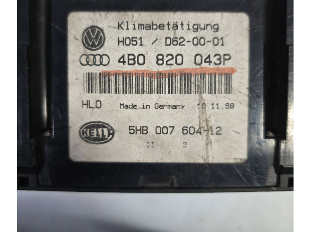 Блок управления климат-контролем 4B0820043P, D620001 Audi A6 S6 C5 4B