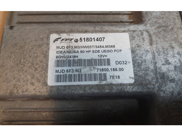 Блок управления двигателем Блок управления 51801407, MJD6F3.M3   Fiat Idea