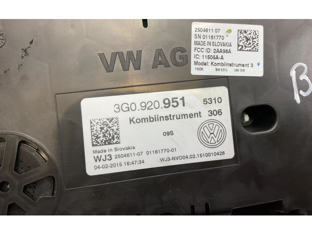 Панель приборов 3G0920951   Volkswagen PASSAT B8       